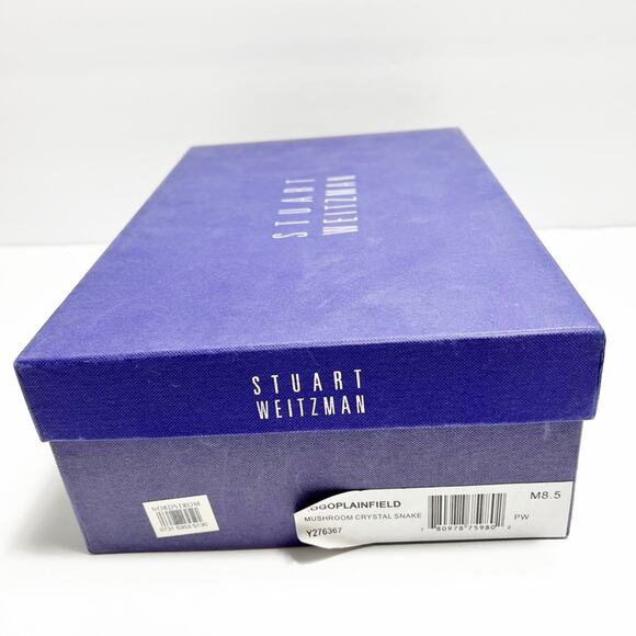 STUART WEITZMAN LOGOPLAINFIELD MUSHROOM CRYSTAL SNAKE WOMEN SIZE 8.5 WITH BOX - Picture 2 of 5